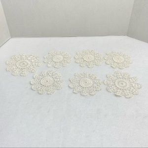 Vintage set of 7 handmade doilies off white lamp coasters table decor Boho Style